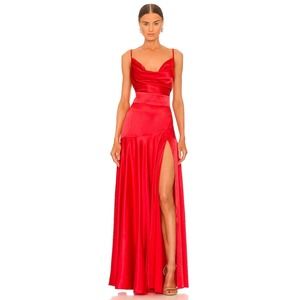 Bronx and Banco Scarlet Satin Midi Dress